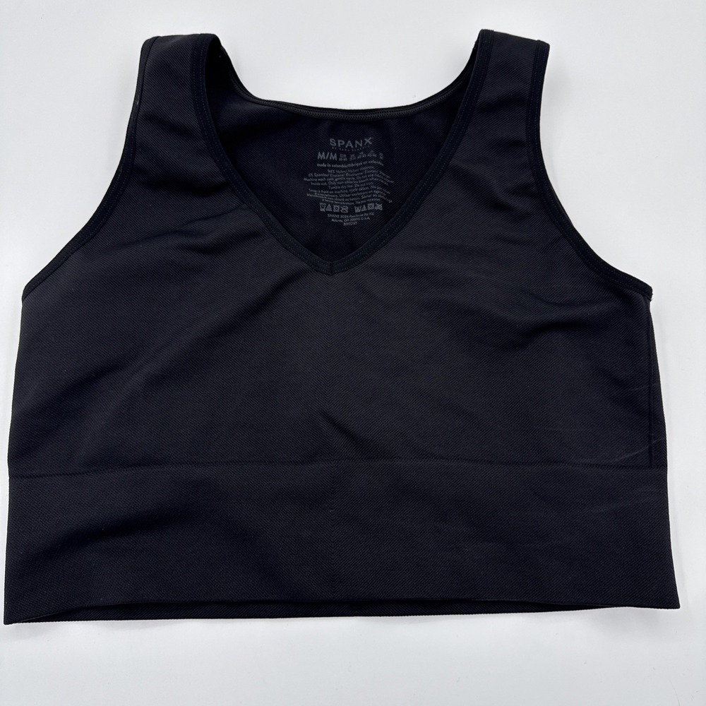 Spanx Look at Me Now Seamless Crop Top Bralette In Black Sz Medium